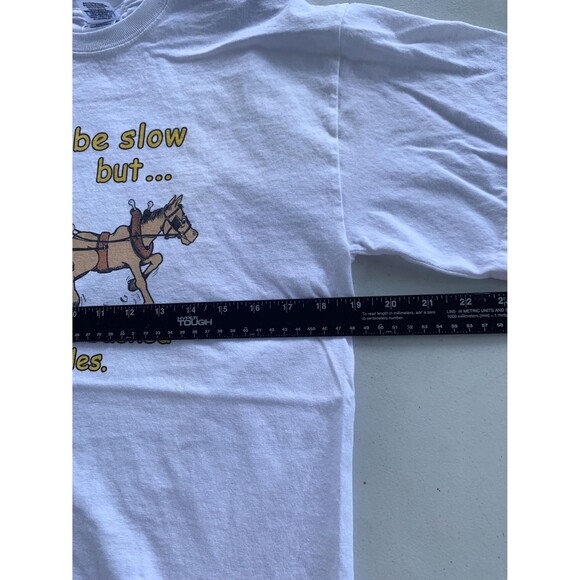 Vintage 90s I may be slow but... I got traffic backed up 5 miles Funny Tshirt M - Picture 6 of 8